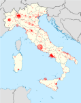 Mapa de las ciudades más pobladas de Italia
