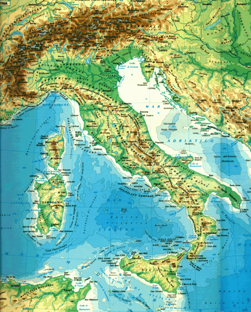 mapa fisico italia actual Mapas de Italia | Mapa físico, político y regiones de Italia