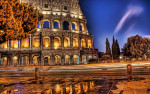 El Coliseo de Roma iluminado