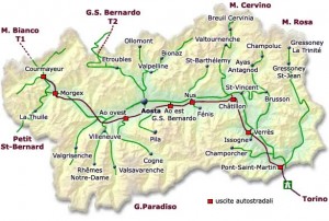 Mapa de carreteras del Valle de Aosta