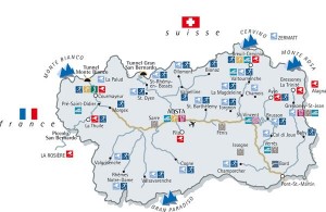 Mapa estaciones esquí del Valle de Aosta
