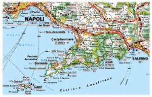 Mapa de carreteras de la Costa Amalfitana