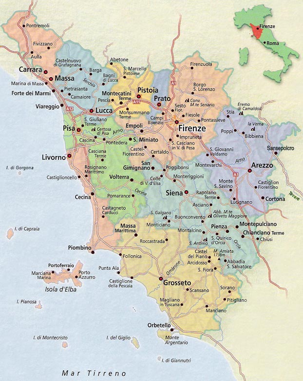 Mapa de Toscana