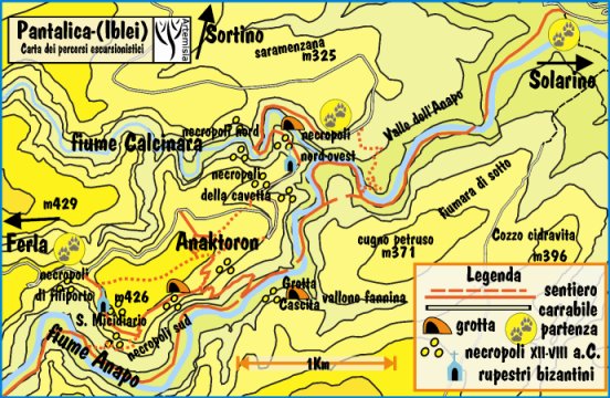Mapa de la Necrópolis de Pantálica