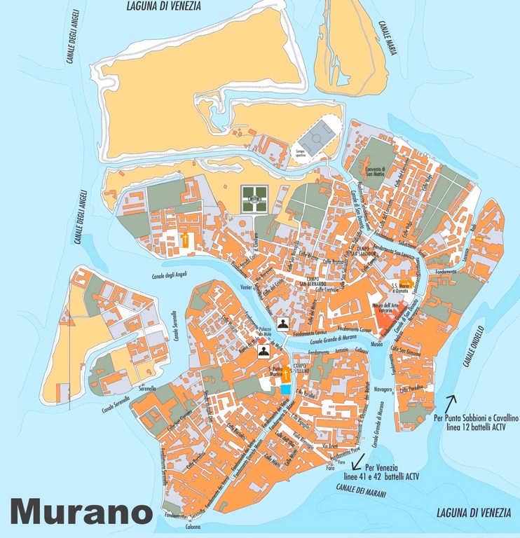 Mapa de la isla de Murano